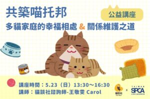 5.23 [公益講座@線上] 共築喵托邦-多貓家庭的幸福相處＆關係維護之道